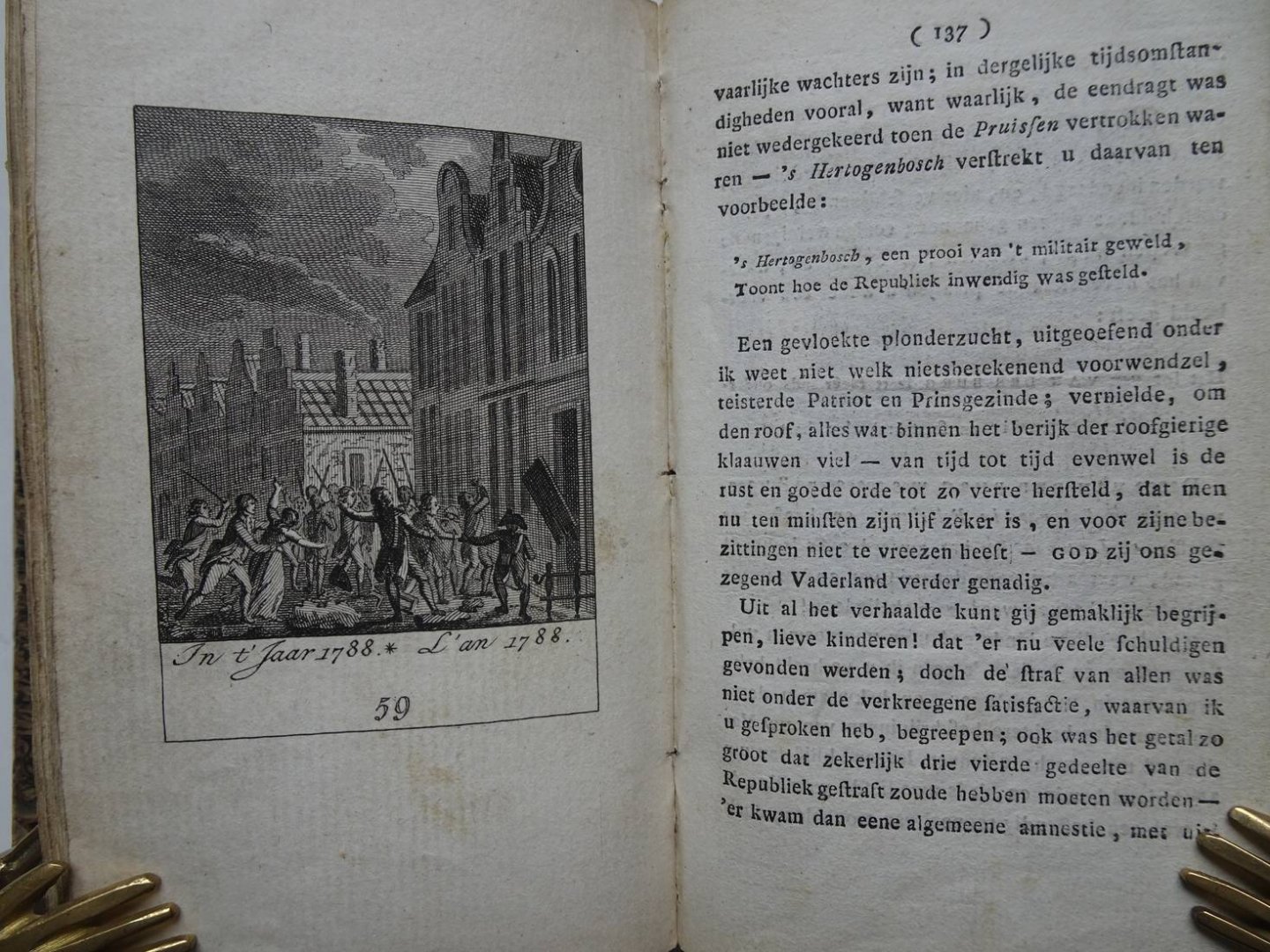 N.n.. - Kort begrip der Nederlandsche geschiedenissen, sedert de aankomst der Batavieren tot den tegenwoordigen tyd. Ingericht naar de vatbaarheid van jonge kinderen. Met fraaje kunstplaatjes.