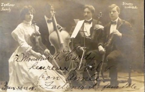 Zoellner Quartet: - [Fotopostkarte mit eigenh. Weihnachtswunsch]