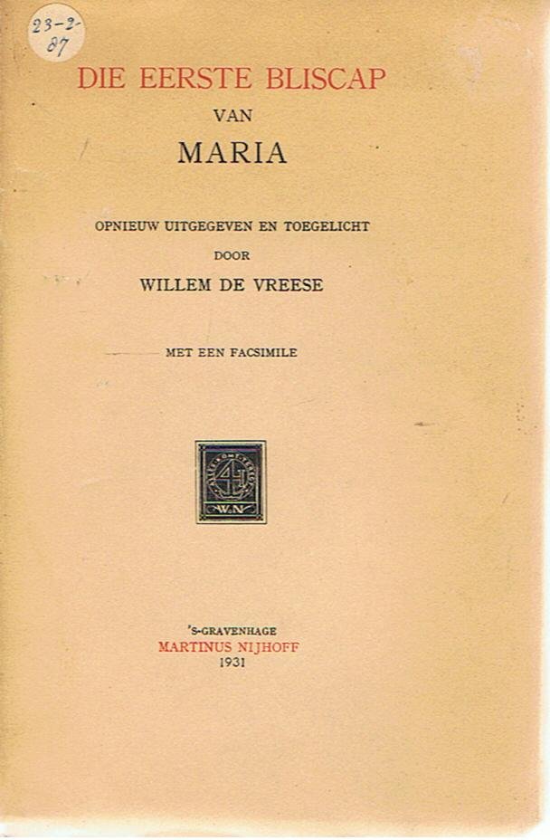 Vreese, Willem de - Die eerste bliscap van Maria