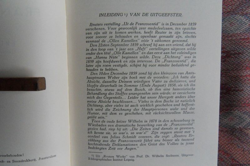 Reuter, Fritz. [Nederlandsche uitgave door Anna Scholten]. - Ut de Franzosentid.