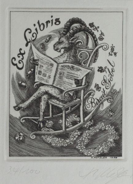 Metzler, Hansjörg. - Exlibris voor Birgit Göbel.