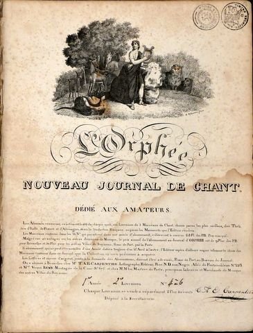 Rossini, G., E. Voizel und Carl Maria von Weber: - L`Orphée. Nouveau Journal de chant dédié aux amateurs. [handschr.:] 1) Année, [handschr.:] 2e. livraison. No. 4 à 6