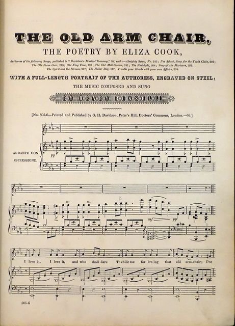 Russell, Henry: - The Old Arm Chair, The poetry by Eliza Cook. With a full-length portrait of the Authoress, engraved on steel.