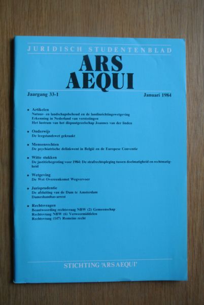 Redactie Ars Aequi - ARS AEQUI XXXIII, (1984), Juridisch studentenblad