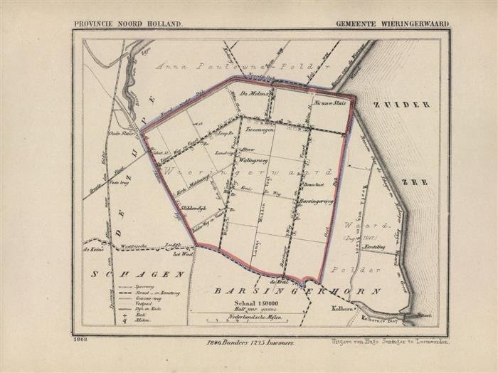 Kuyper Jacob. - Wieringerwaard.  Map Kuyper Gemeente atlas van Noord Holland
