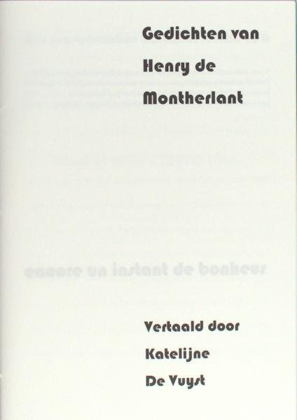 Montherlant, Henry de. - Gedichten.
