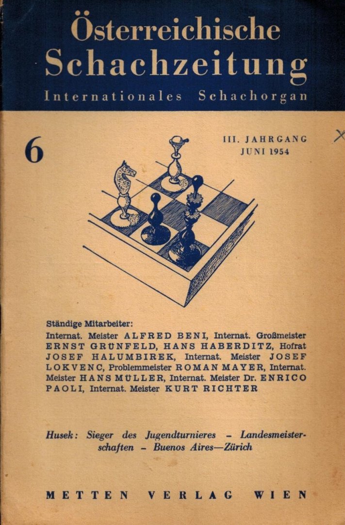  - Osterreichische Schachzeitung 1952 Heft 6 -Internationales Schachorgan