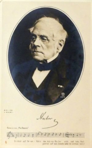 Auber, D.F.E.: - [Fotopostkarte, Porträt mit Notenzitat]