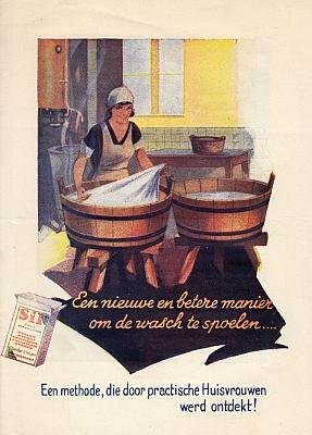 HUISHOUDEN - Een nieuwe en betere manier om de wasch te spoelen.... Een methode, die door practische Huisvrouwen werd ontdekt!