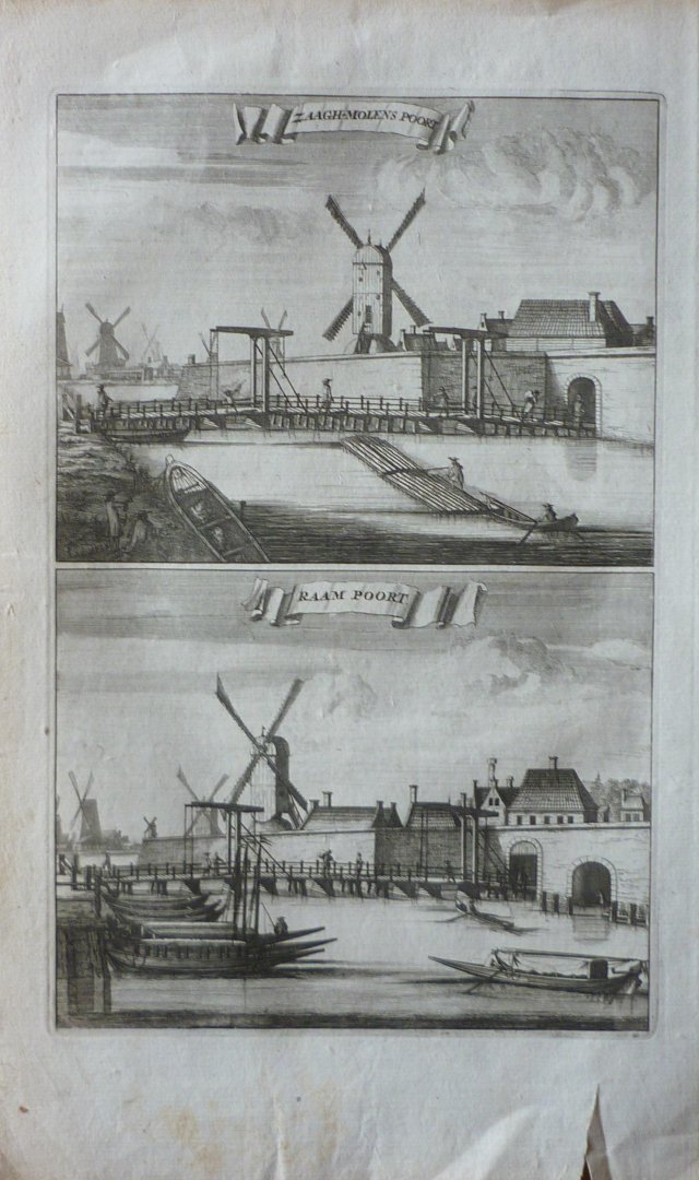 Wagenaar, Jan - Zaagh-Molens Poort en Raam Poort. Originele kopergravure