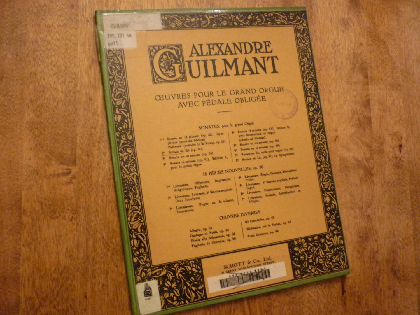 Guilmant; Alexandre - Oevres pour le Grand Orgue; avec pédale obligée / Sonates pour orgue No. 2 en Ré Majeur (Op.50)