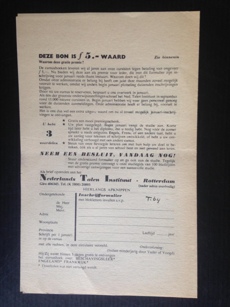 Folder - Hoe begint u 1957? Nederlands Talen Instituut