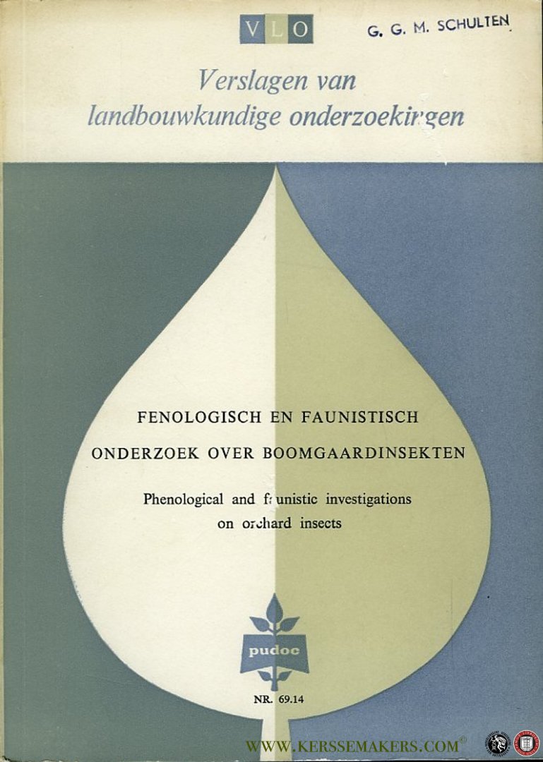 FLUITER, H. de / e.a. - Fenologisch en Faunistisch onderzoek over boomgaardinsekten / With a Summary in English
