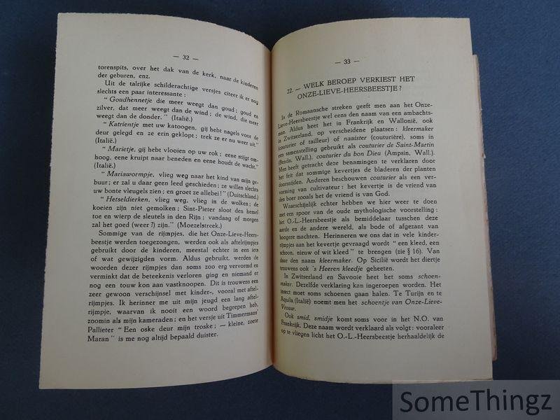 J.L. Pauwels. - Het Onze-Lieve-Heersbeestje in dialecten en in de folklore. Een taalkundige en folkloristische studie.
