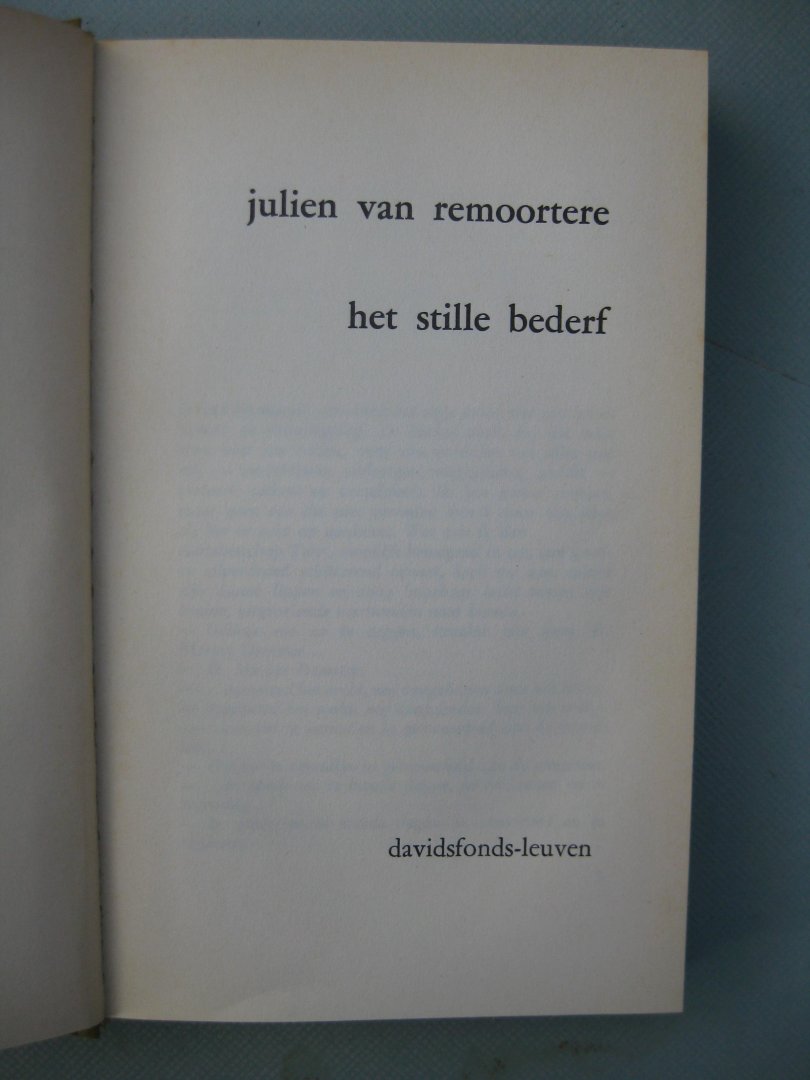 Remoortere, Julien Van - - Het stille bederf.