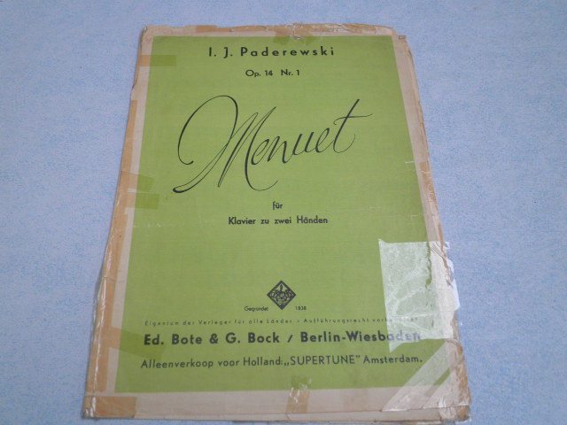 PADEREWSKI, I. J - Menuet fur Klavier zu 2 Handen. Op. 14 nr 1