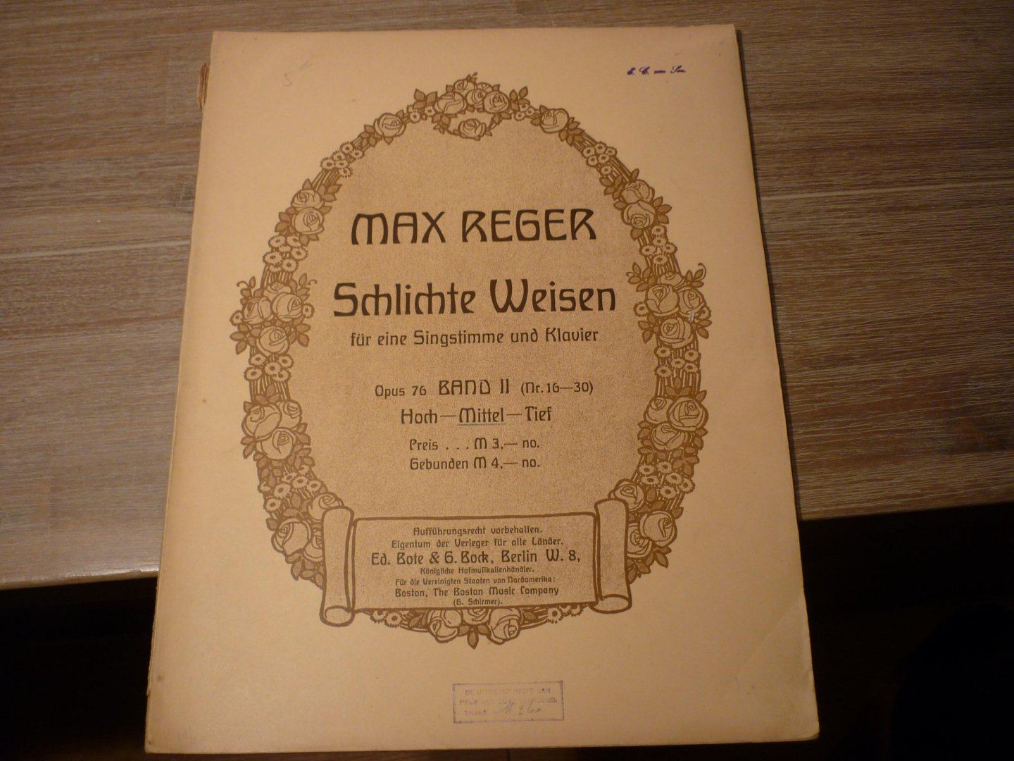Reger; Max (1873–1916) - Schlichte Weisen op. 76; Heft 2; Nr. 16-30  voor: Zangstem (middel), piano
