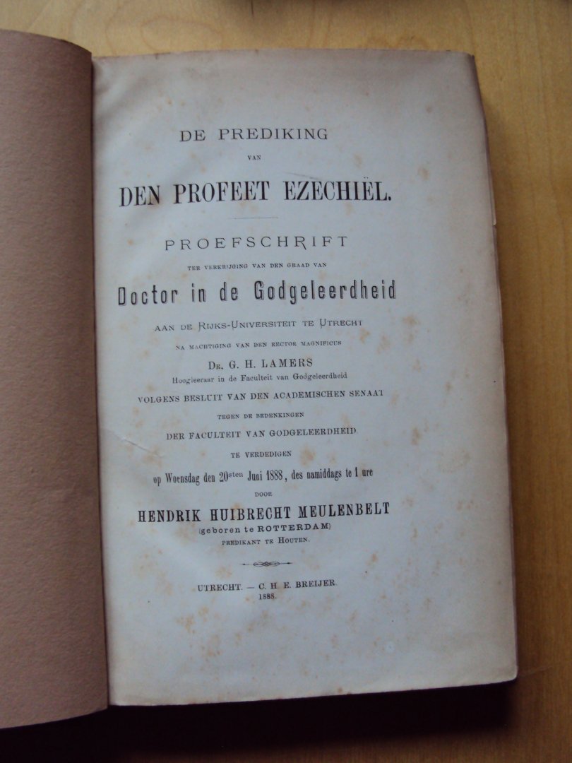 Meulenbelt, Hendrik Huibrecht - De prediking van den profeet Ezechiël (diss.)