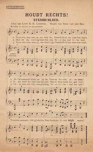 LAMMERS, Louis B.M. - Houdt Rechts! Stembuslied. (Muziek van Theo van der Bijl).