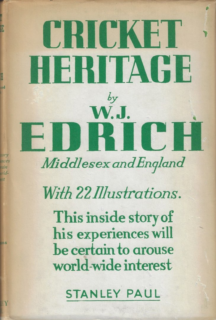 Edrich, W.J. - Cricket heritage by W.J. Edrich
