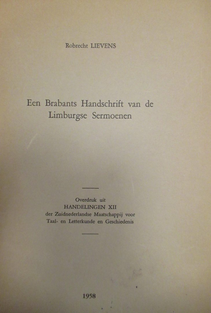 Lievens, Rob - Een Brabants handschrift van de Limburgse sermoenen