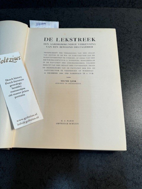 VINK, T, - De Lekstreek. Een aardrijkskundige verkenning van een bewoond deltagebied.