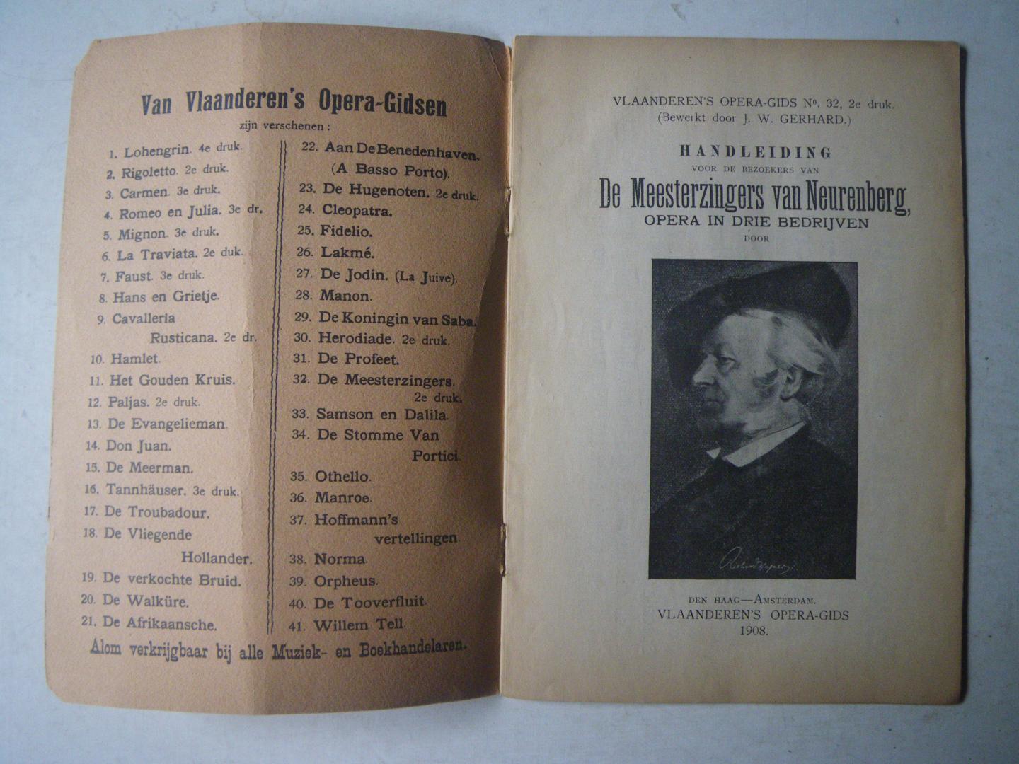 Richard Wagner,Gerhard J.W. bewerkt door - Vlaanderen's Opera-Gids No. 32 De Meesterzingers van Neurenberg in drie bedrijven