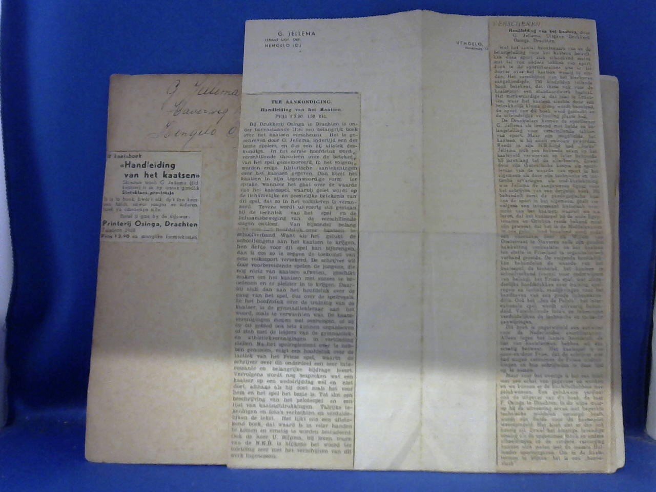Jellema, G - Handleiding van het kaatsen. 1947