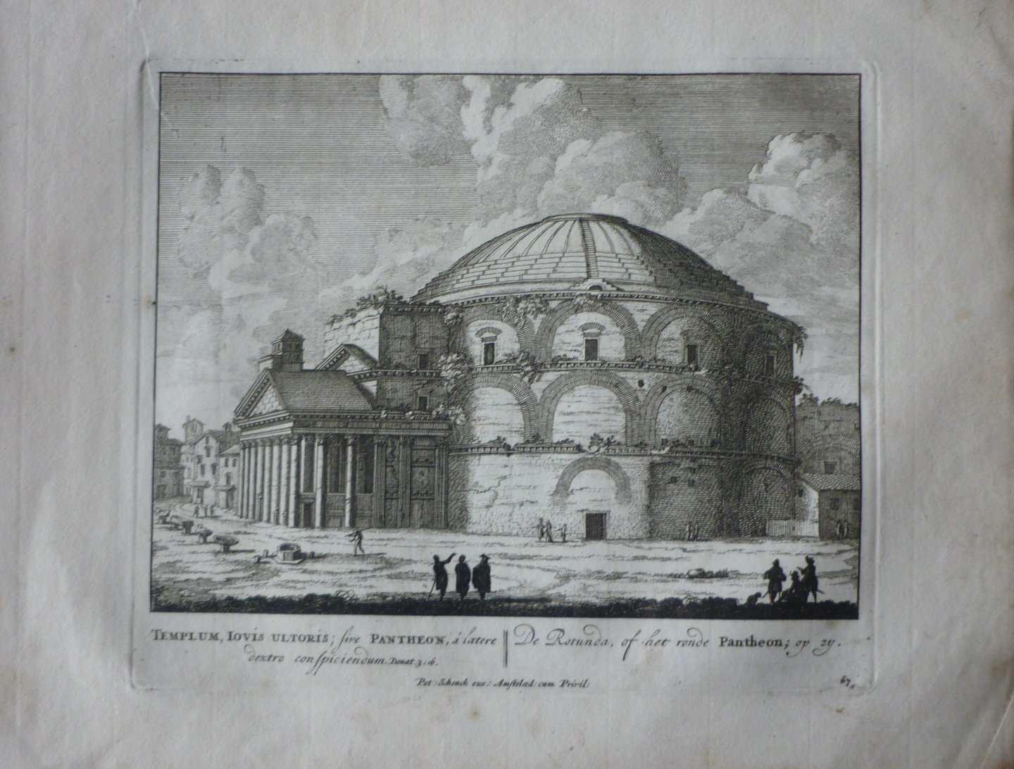 Schenck, Petrus [Pieter Schenk] - De Rotunda of het ronde Pantheon, op zij 67. Originele kopergravure.