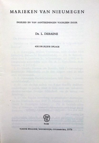 n.n. - Marieken van Nieumegen (ingeleid en van aantekeningen voorzien door Dr. L. Debaene)