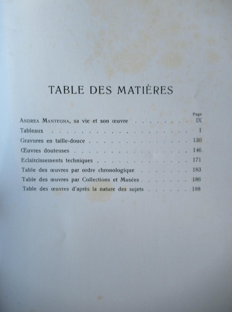  - Mantegna. L'oeuvre du maitre. Tableaux gravures sur cuivre.