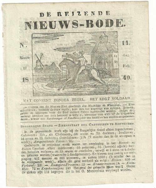 Kok-van Kolm, wed. C./M. van Kolm - De Reizende Nieuws-Bode, 3 edities/ De Wekelijksche Nieuws-Bode, 1 editie.