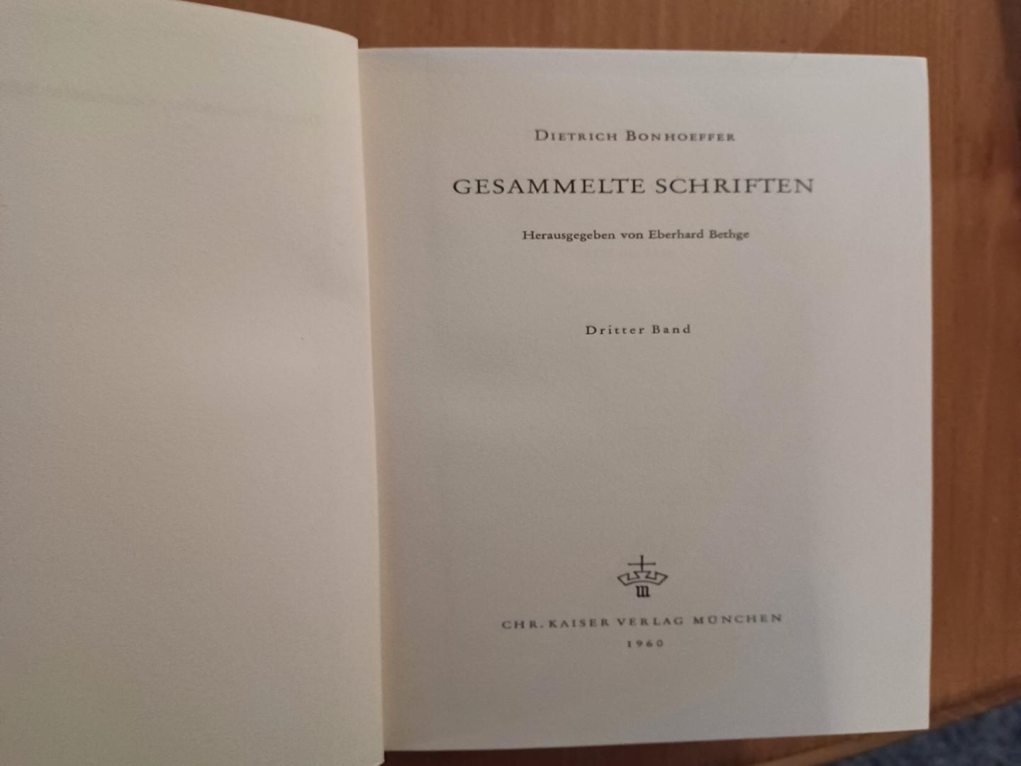 Bonhoeffer, Dietrich / Bethge, Eberhard - Gesammelte Schriften, Dritter Band - Theologie- Gemeinde
