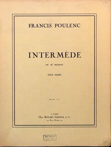 Poulenc, Francis: - Intermède en ré mineur pour piano