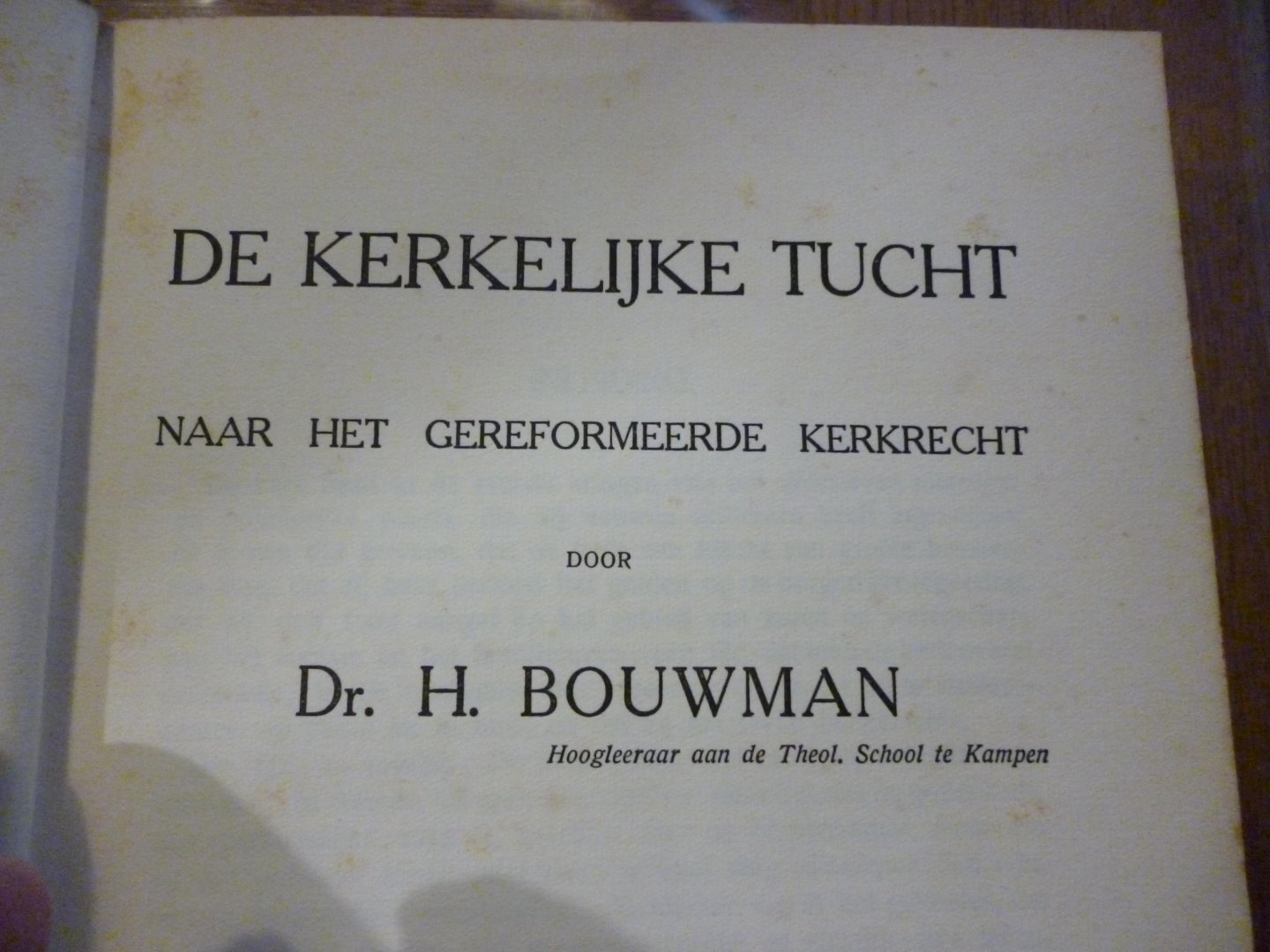 Bouwman H - De kerkelijke tucht
