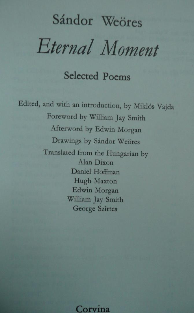 Weöres, Sandor - Eternal Moment - selected poems