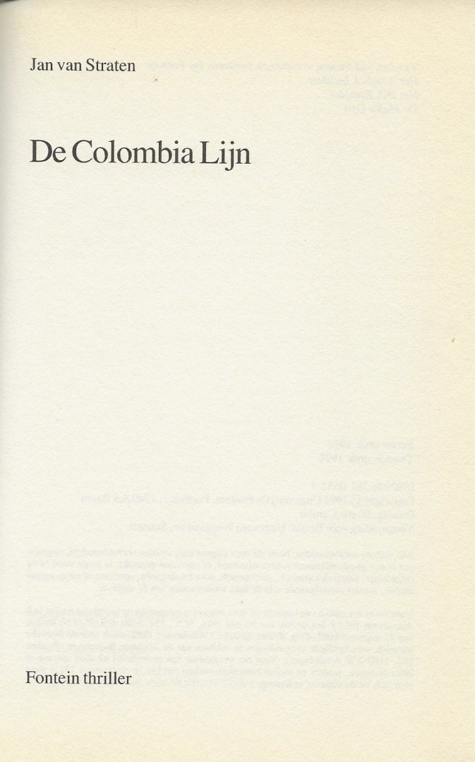 Straten, Jan. van - De Colombia Lijn