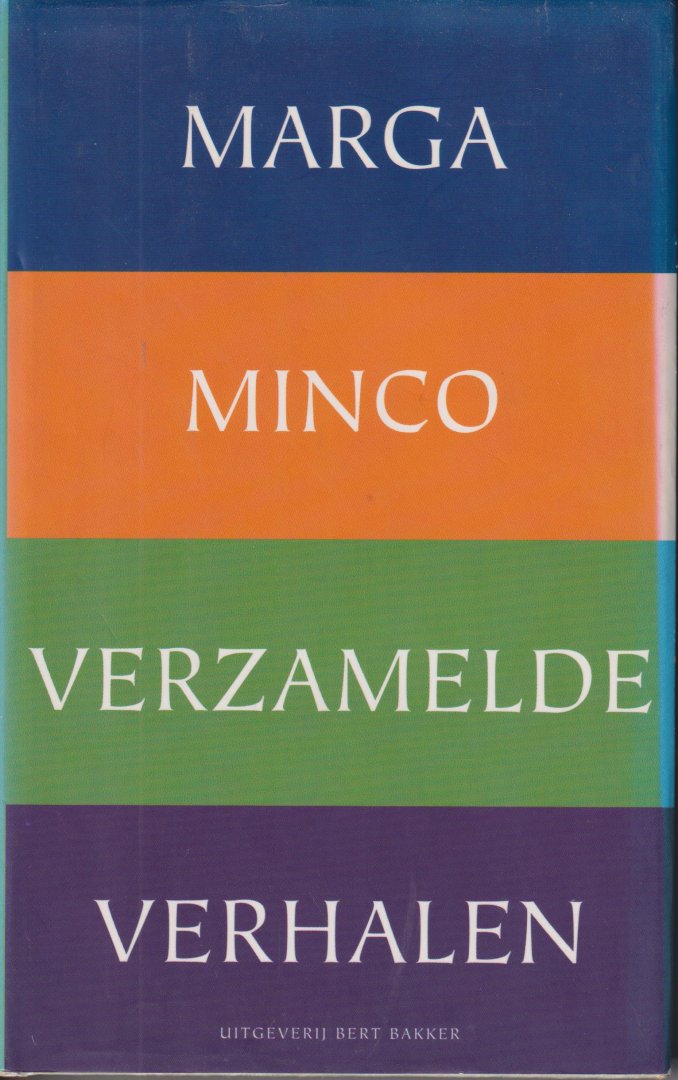 Minco, pseudoniem van Sara Voeten-Minco (Ginneken, 31 maart 1920 – Amsterdam, 10 juli 2023), Marga - Verzamelde verhalen 1951-1981 / In verzamelde verhalen (1951-1981) heeft Marga Minco al haar werk " op de korte baan " bijeengebracht dat zij voor definitieve bundeling in aanmerking vond komen.