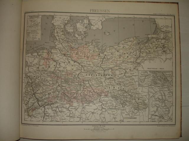 Liechtenstern, Th. von & Lange, Henry. - Th. von Liechtenstern und Henry Lange's Schul-Atlas zum Unterricht in der Erdkunde. Für den gebrauch der oberen Klassen der Lehranstalten. In 45 Karten.