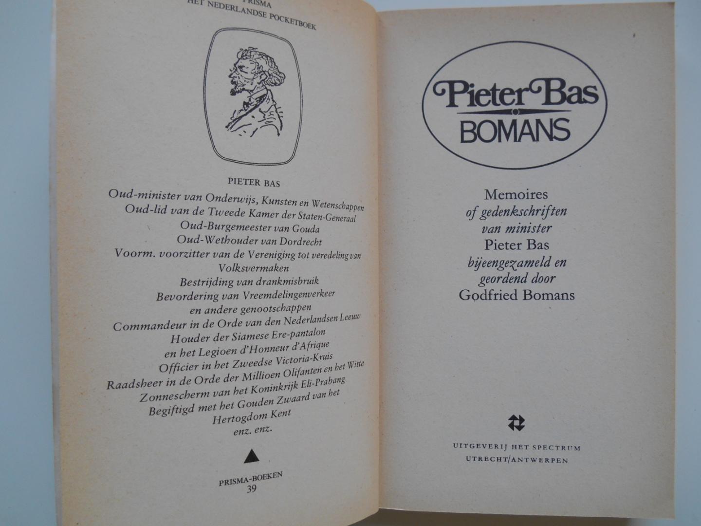 Bomans, Godfried - Pieter Bas - Memoires of gedenkschriften van minister Pieter Bas
