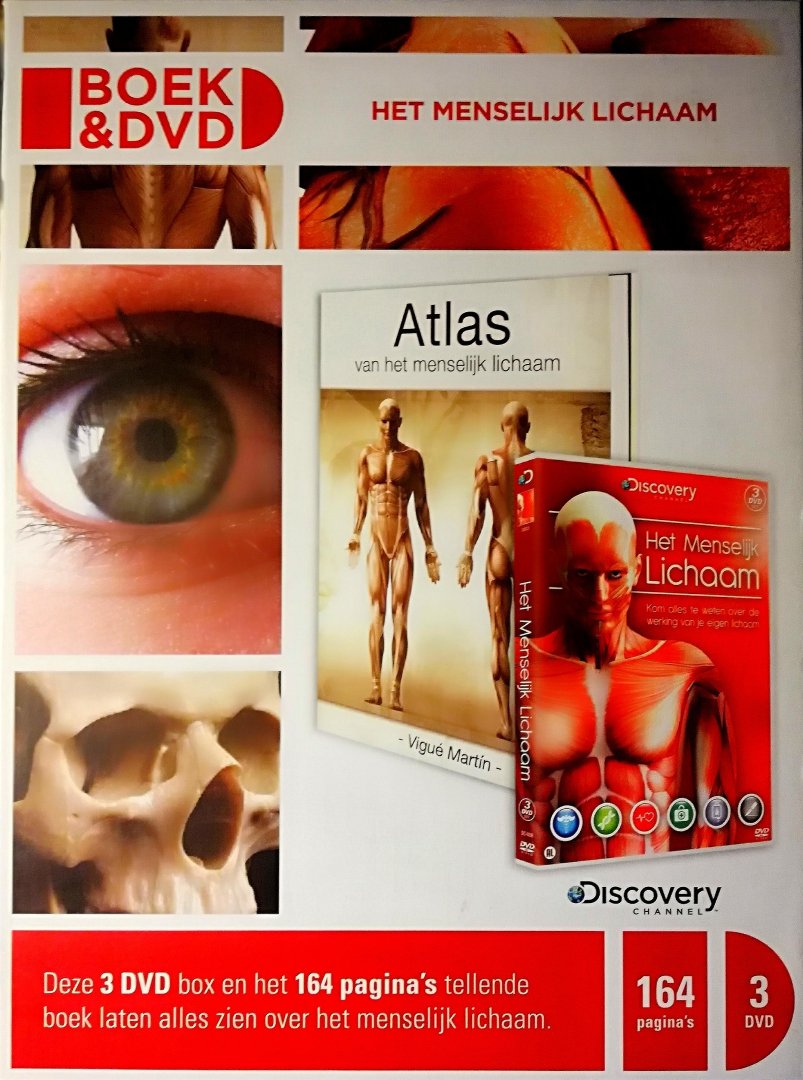 Vigué-Martin . & Studio Imago . [ ISBN 9789036630658 ] & DVD box [ ISBN 8717496856470 ] 5219 - Boek & 3 DVD' Het Menselijk Lichaam . & En het Boek De Atlas van het Menselijk Lichaam . ( Het menselijk lichaam is een geweldige machine die een groot aantal taken uitvoert. Om al deze taken uit te kunnen voeren zijn er specifieke lichaamssystemen -