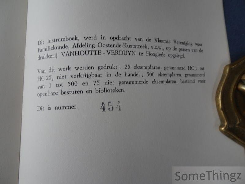 N/A. - Ostendiana I, 1971. Lustrumboek van de Vlaamse Vereniging voor Familiekunde Afdeling Oostende-Kuststreek.