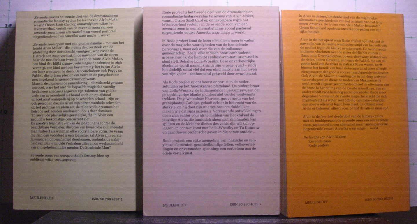 Scott Card, Orson - levens van Alvin Maker - 1 t/m 3 - zevende zoon . rode profeet . Alvin in de leer