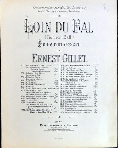 Gillet, Ernest: - Loin du Bal (Fern von Ball). Intermezzo. No. 7. Pour piano seul