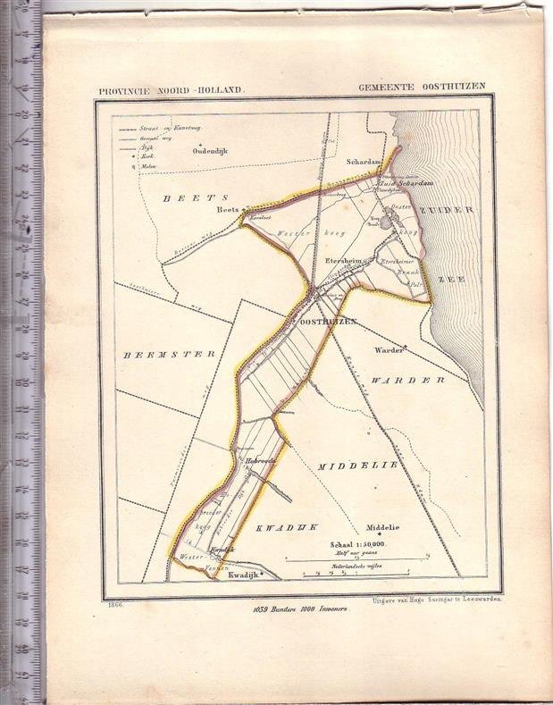 Kuyper Jacob. - Oosthuizen.  Map Kuyper Gemeente atlas van Noord Holland