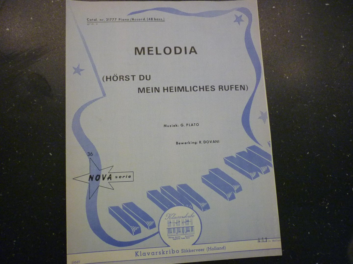 Dovani; R. - Melodia (Horst du mein heimliches rufen)  /  Klavarskribo