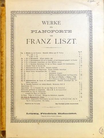 Liszt, Franz: - Die Zelle in Nonnewerth. Elegie (Werke für Pianoforte von Franz Liszt)