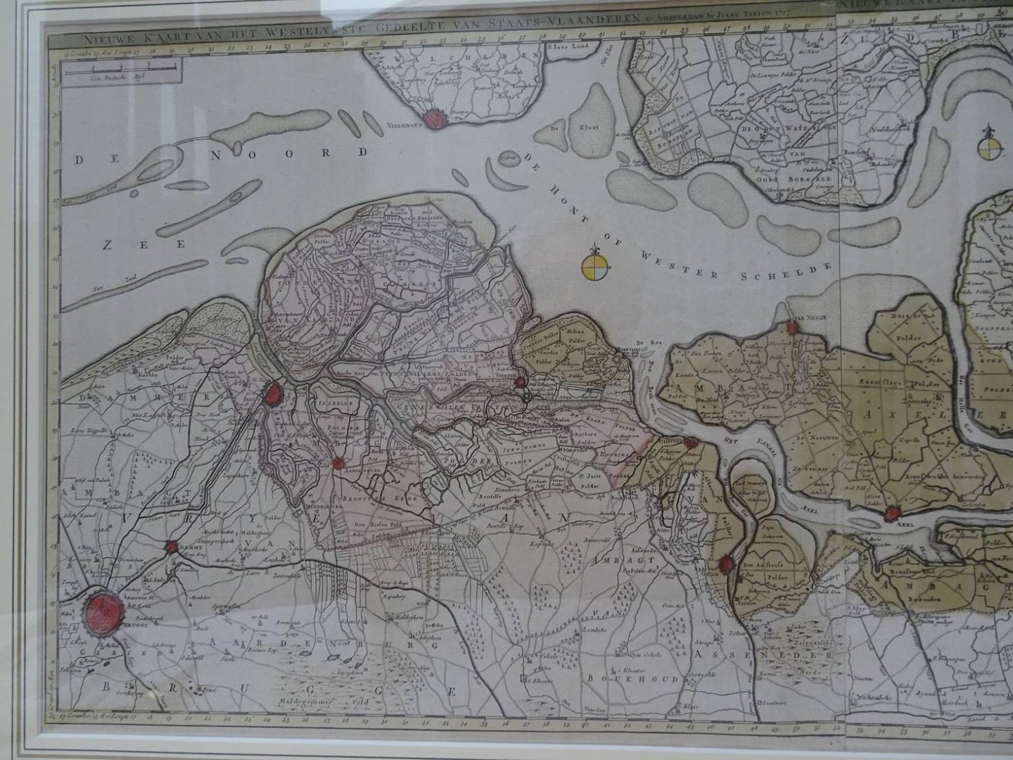 Zeeuws- Vlaanderen (Staats-Vlaanderen). - Nieuwe kaart van het westelykste gedeelte van Staats-Vlaanderen en van het oostelykste gedeelte van Staats-Vlaanderen