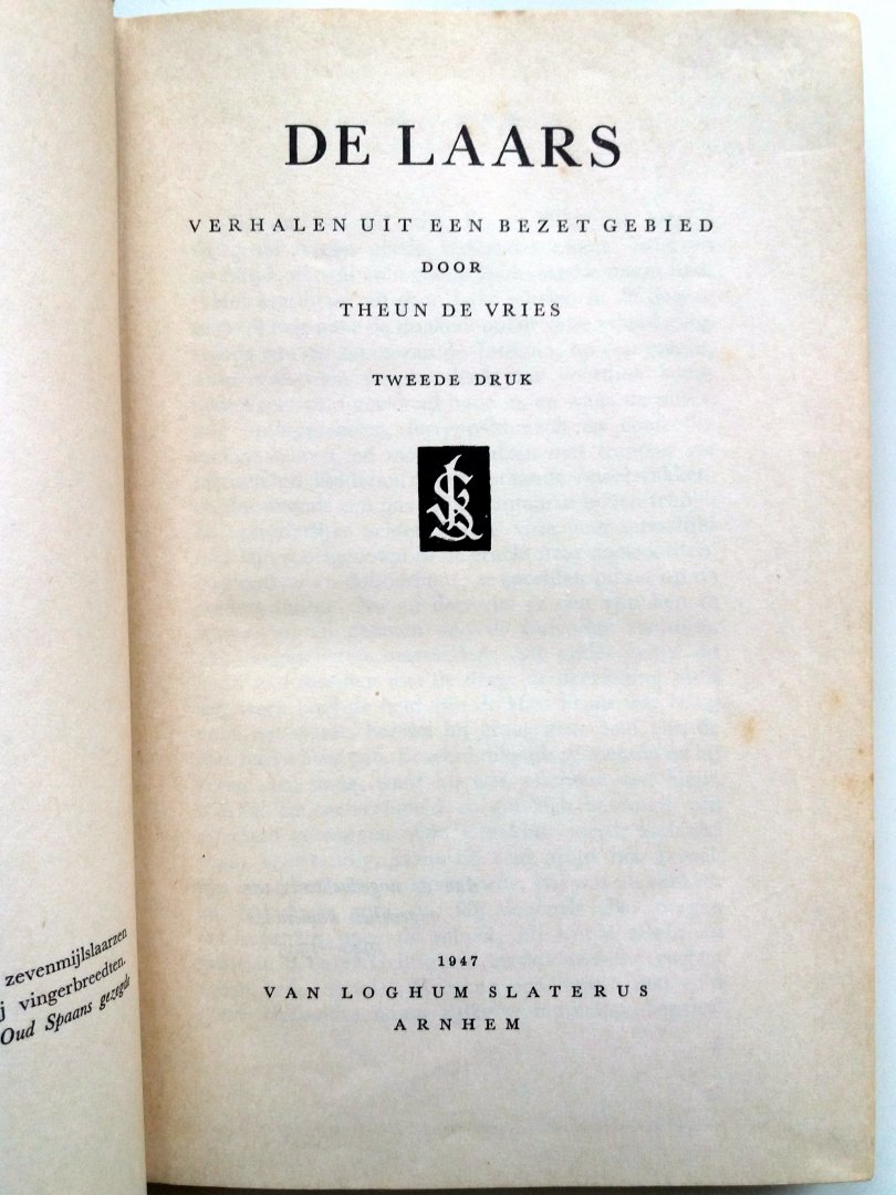 Vries, Theun de - De Laars (Verhalen uit een bezet gebied)