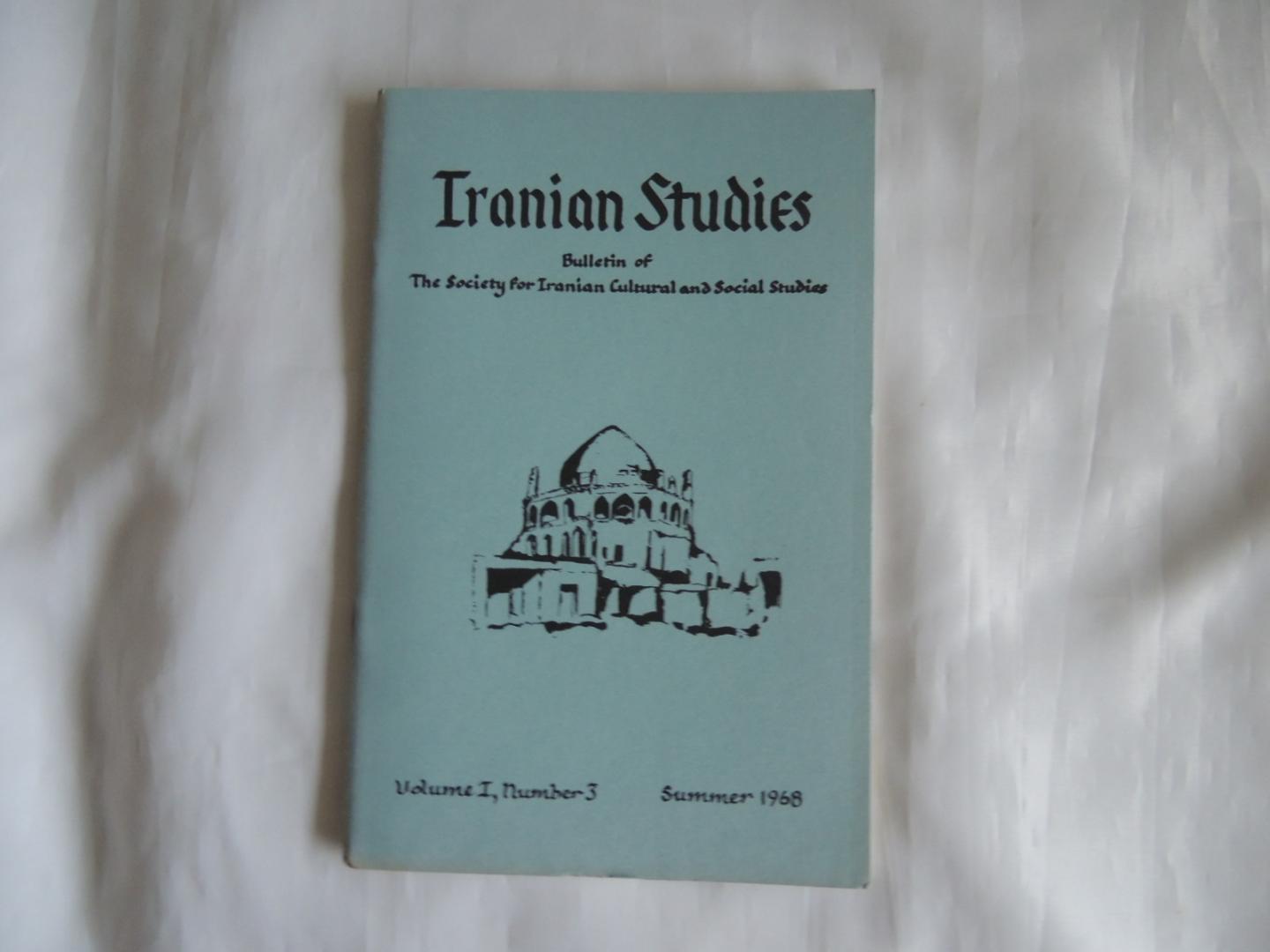 Society for Iranian Studies.; Society for Iranian Cultural and Social Studies - Iranian studies : bulletin of the Society for Iranian Cultural and Social Studies. - 1968 1969 1970 1971 1972 1973 1974 1975 1976 1977. volume 1.2.3.4.5.6.7.8.9.10  COMPLETE including Index.
